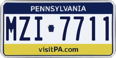 PA license plate MZI7711