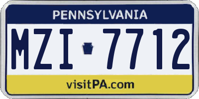 PA license plate MZI7712