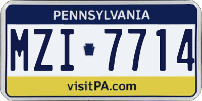 PA license plate MZI7714