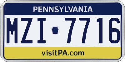 PA license plate MZI7716