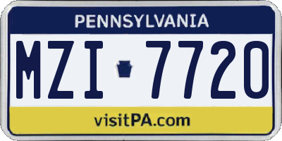 PA license plate MZI7720
