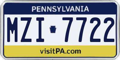PA license plate MZI7722