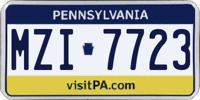 PA license plate MZI7723
