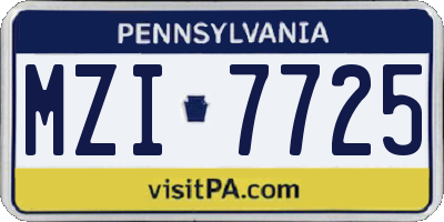 PA license plate MZI7725