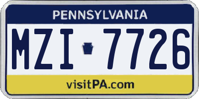 PA license plate MZI7726