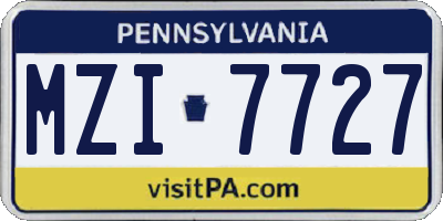PA license plate MZI7727