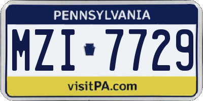 PA license plate MZI7729