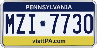 PA license plate MZI7730
