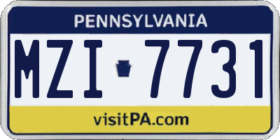 PA license plate MZI7731