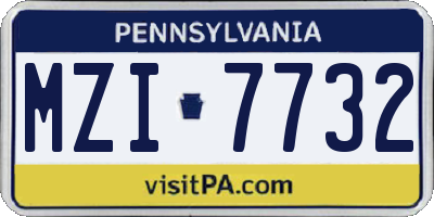 PA license plate MZI7732