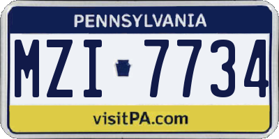 PA license plate MZI7734