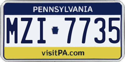 PA license plate MZI7735