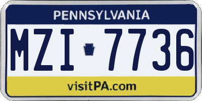 PA license plate MZI7736