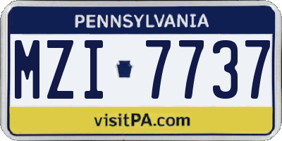 PA license plate MZI7737
