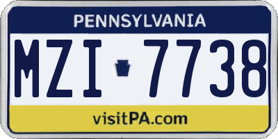 PA license plate MZI7738
