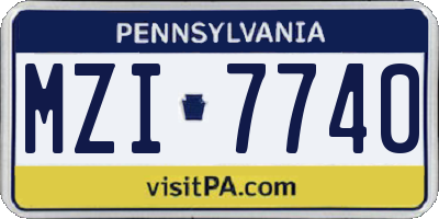 PA license plate MZI7740