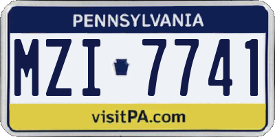 PA license plate MZI7741