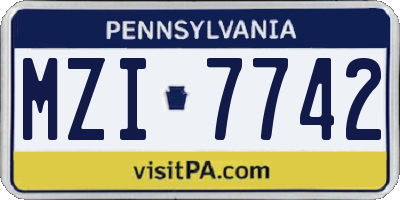 PA license plate MZI7742