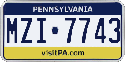 PA license plate MZI7743