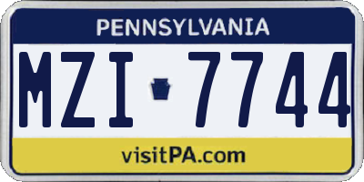 PA license plate MZI7744