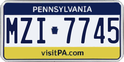 PA license plate MZI7745