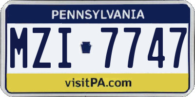 PA license plate MZI7747