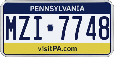 PA license plate MZI7748