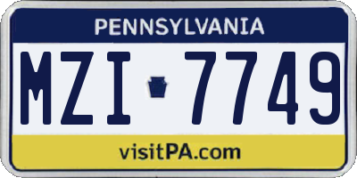 PA license plate MZI7749