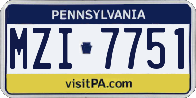 PA license plate MZI7751