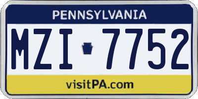 PA license plate MZI7752
