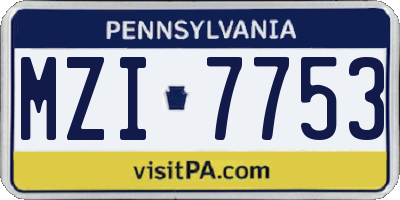 PA license plate MZI7753