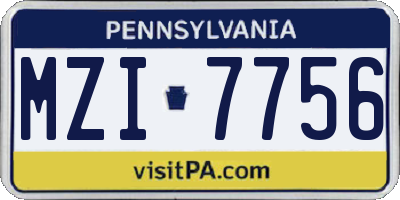 PA license plate MZI7756