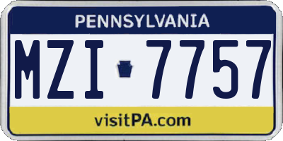 PA license plate MZI7757