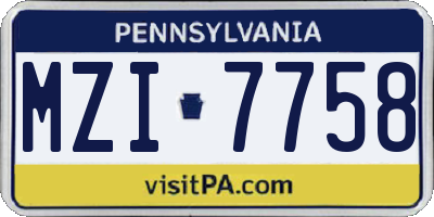 PA license plate MZI7758