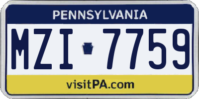 PA license plate MZI7759
