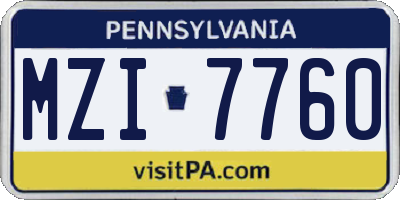 PA license plate MZI7760