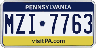 PA license plate MZI7763