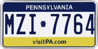 PA license plate MZI7764