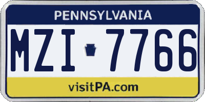 PA license plate MZI7766