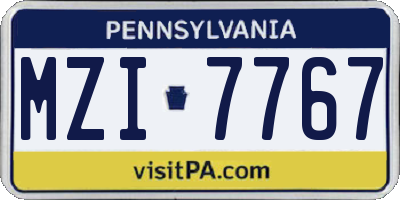 PA license plate MZI7767