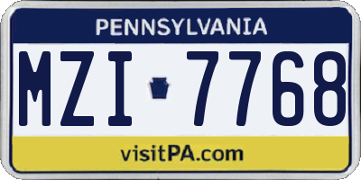 PA license plate MZI7768