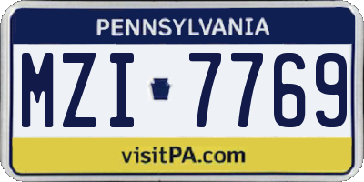 PA license plate MZI7769