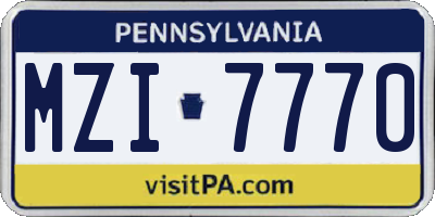 PA license plate MZI7770