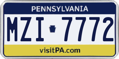 PA license plate MZI7772