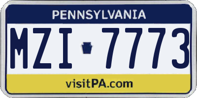 PA license plate MZI7773
