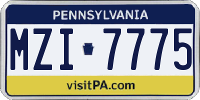 PA license plate MZI7775