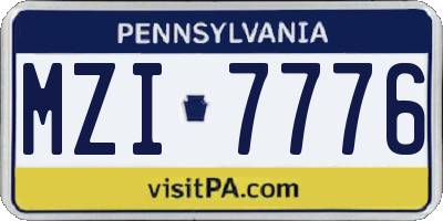 PA license plate MZI7776