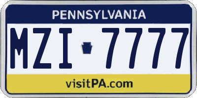 PA license plate MZI7777