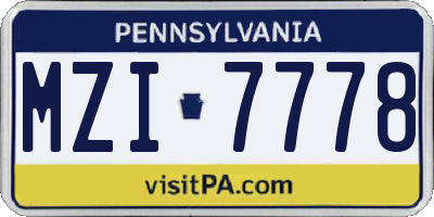 PA license plate MZI7778