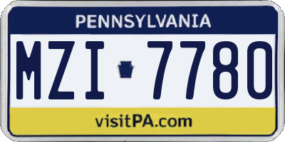 PA license plate MZI7780